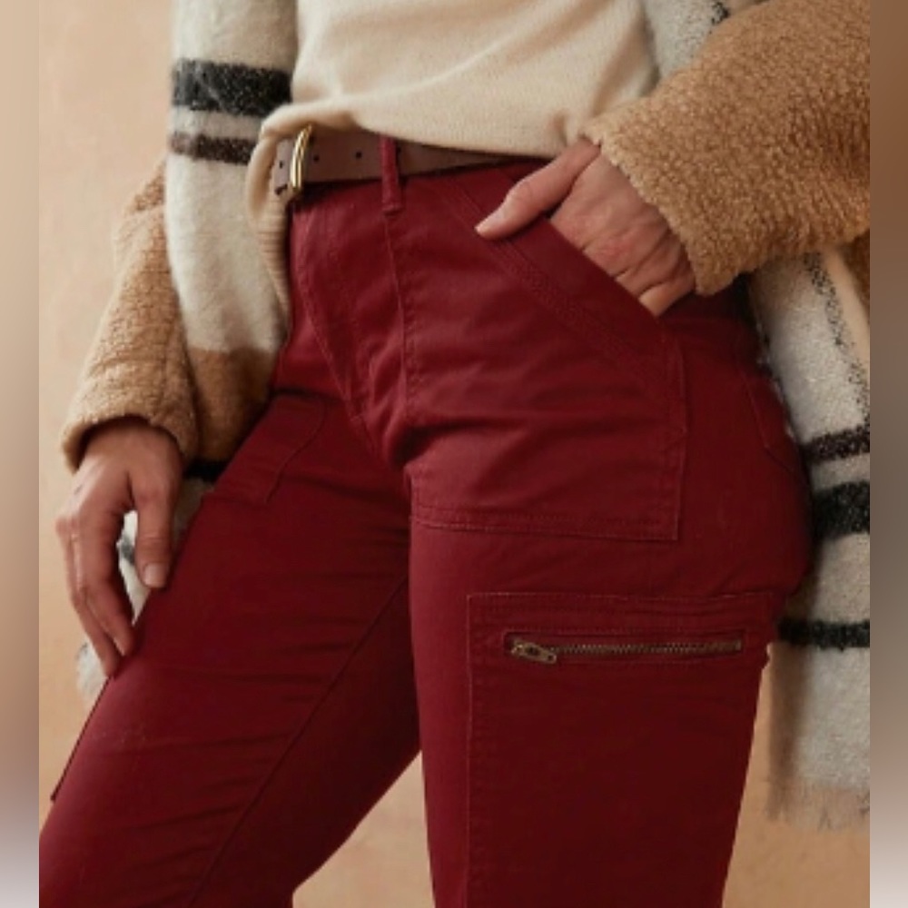 Banana Republic High-Rise Utility Zip Pocket Skinny Jean Brick Red Size 29/8